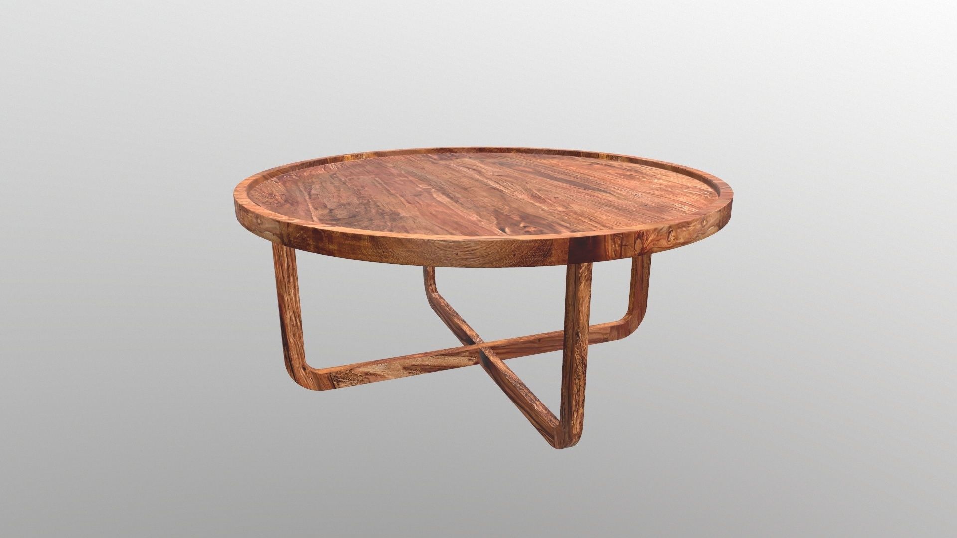 Wooden Round Table 3D model_4