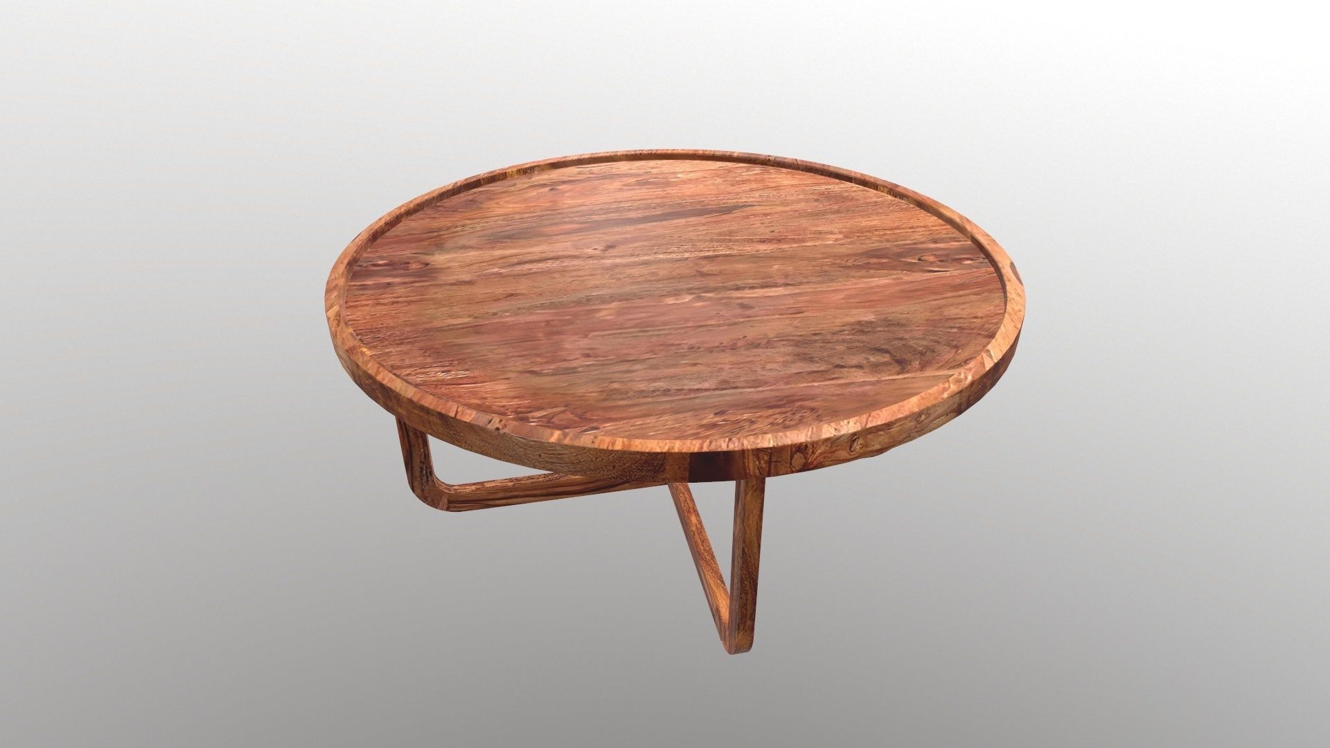 Wooden Round Table 3D model_7