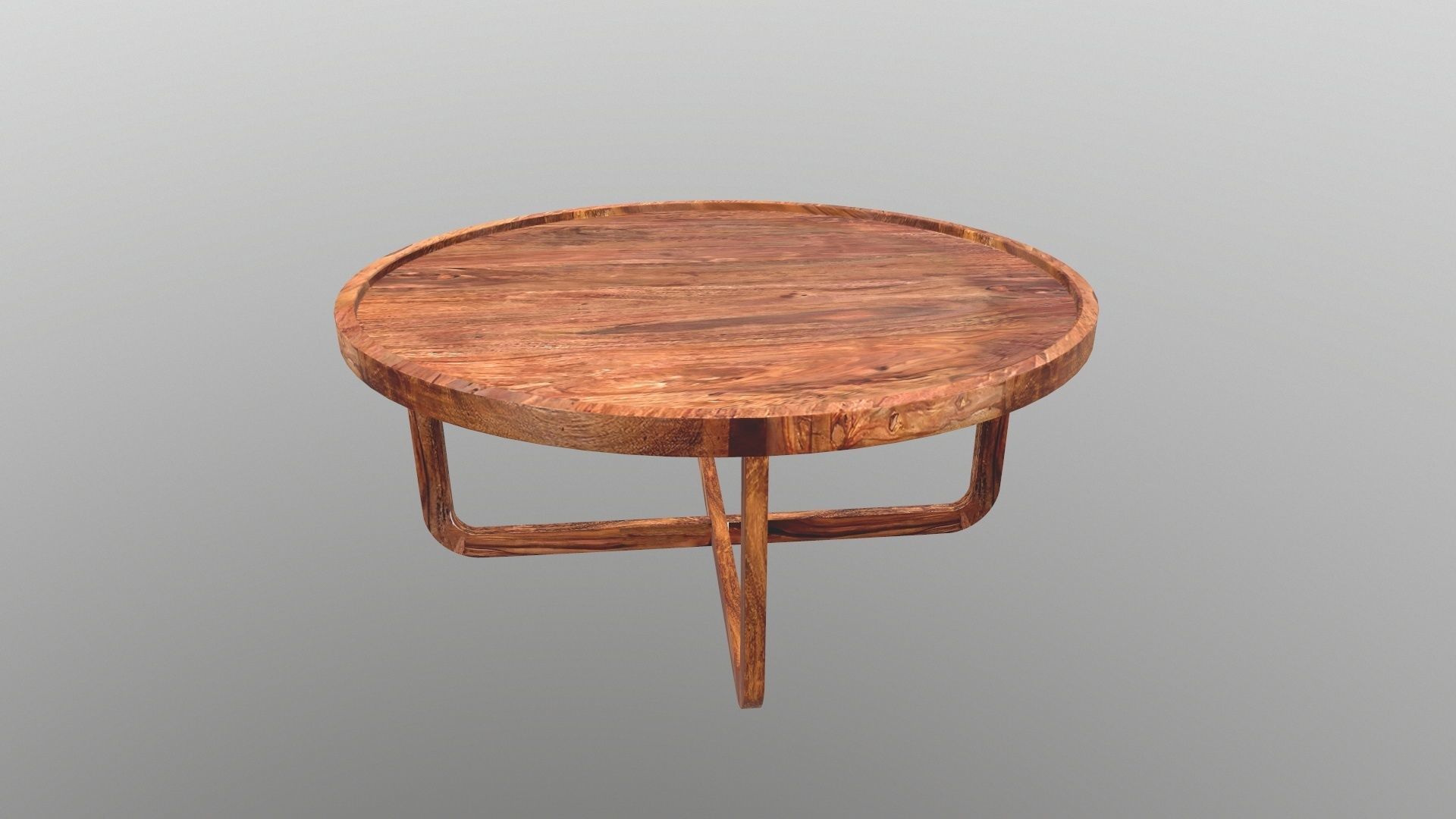 Wooden Round Table 3D model_2