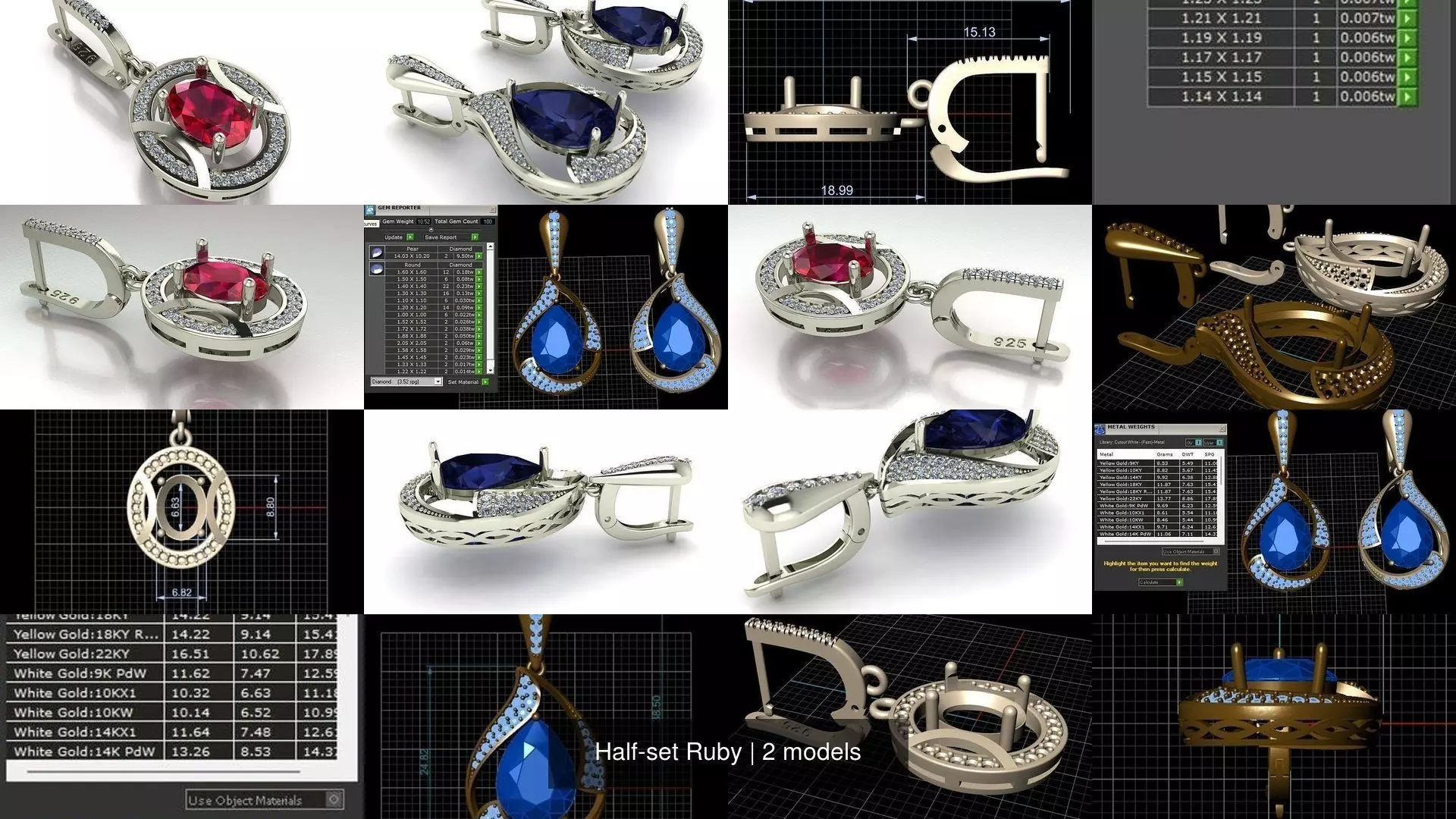 Half-set Ruby 3D Model Pack