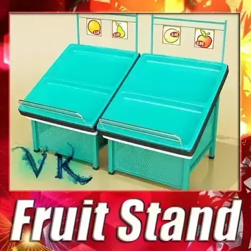 Fruits Stand Store Display Smoothable 3D model