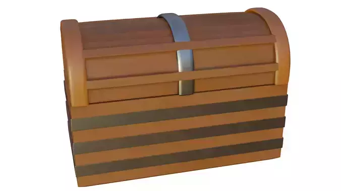 Low poly gameready chest wooden