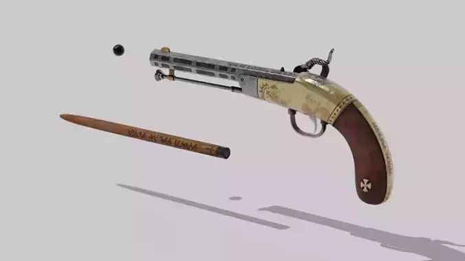 OB 00 01 vampire hunter auxiliary pistol Low-poly 3D model