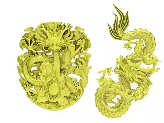 lucky chinese dragon for pendant  and jewelry 4037