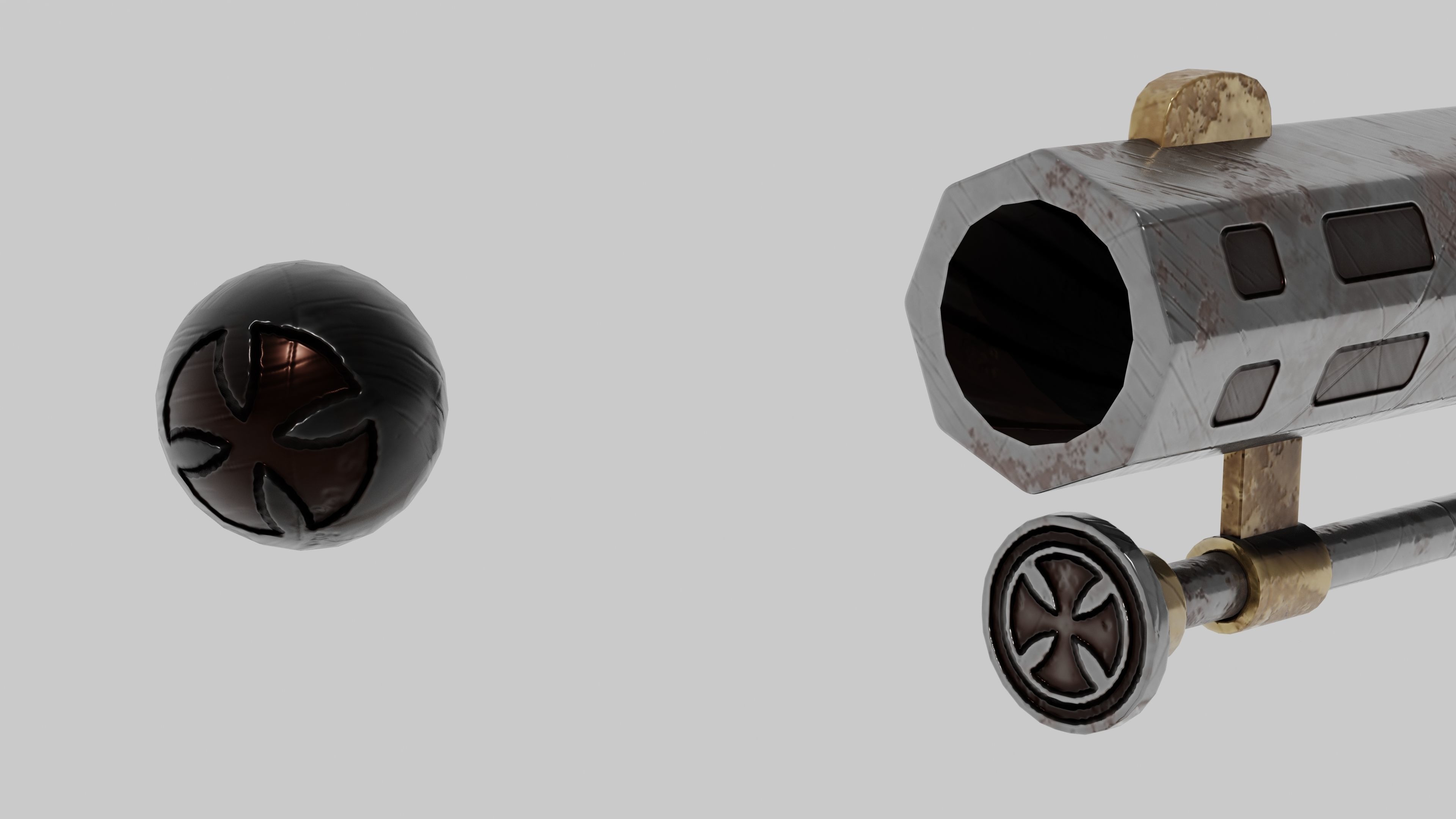 OB 00 02 vampire hunter auxiliary pistol with Flamethrower Low-poly 3D model_5