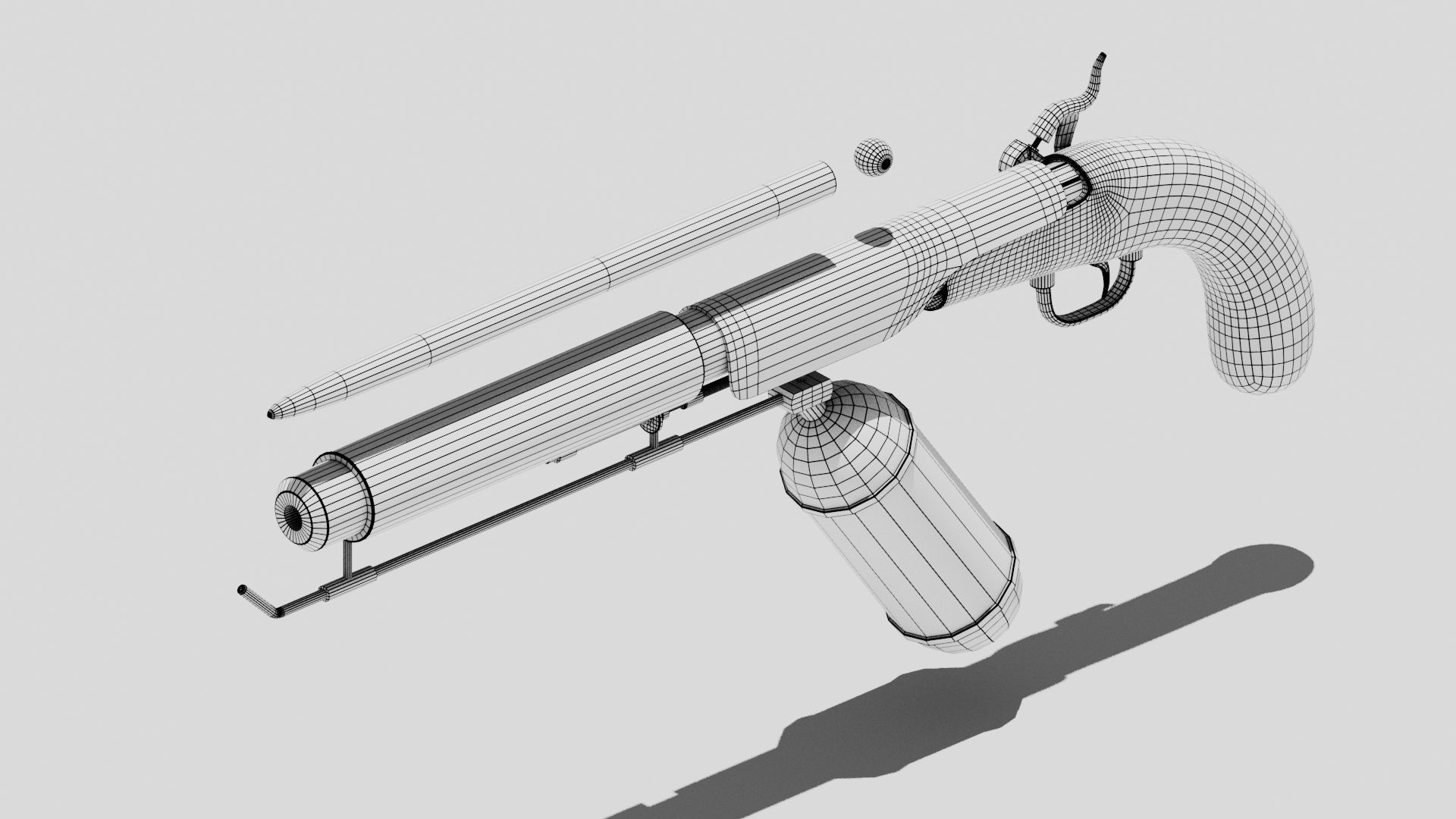 OB 00 02 vampire hunter auxiliary pistol with Flamethrower Low-poly 3D model_16