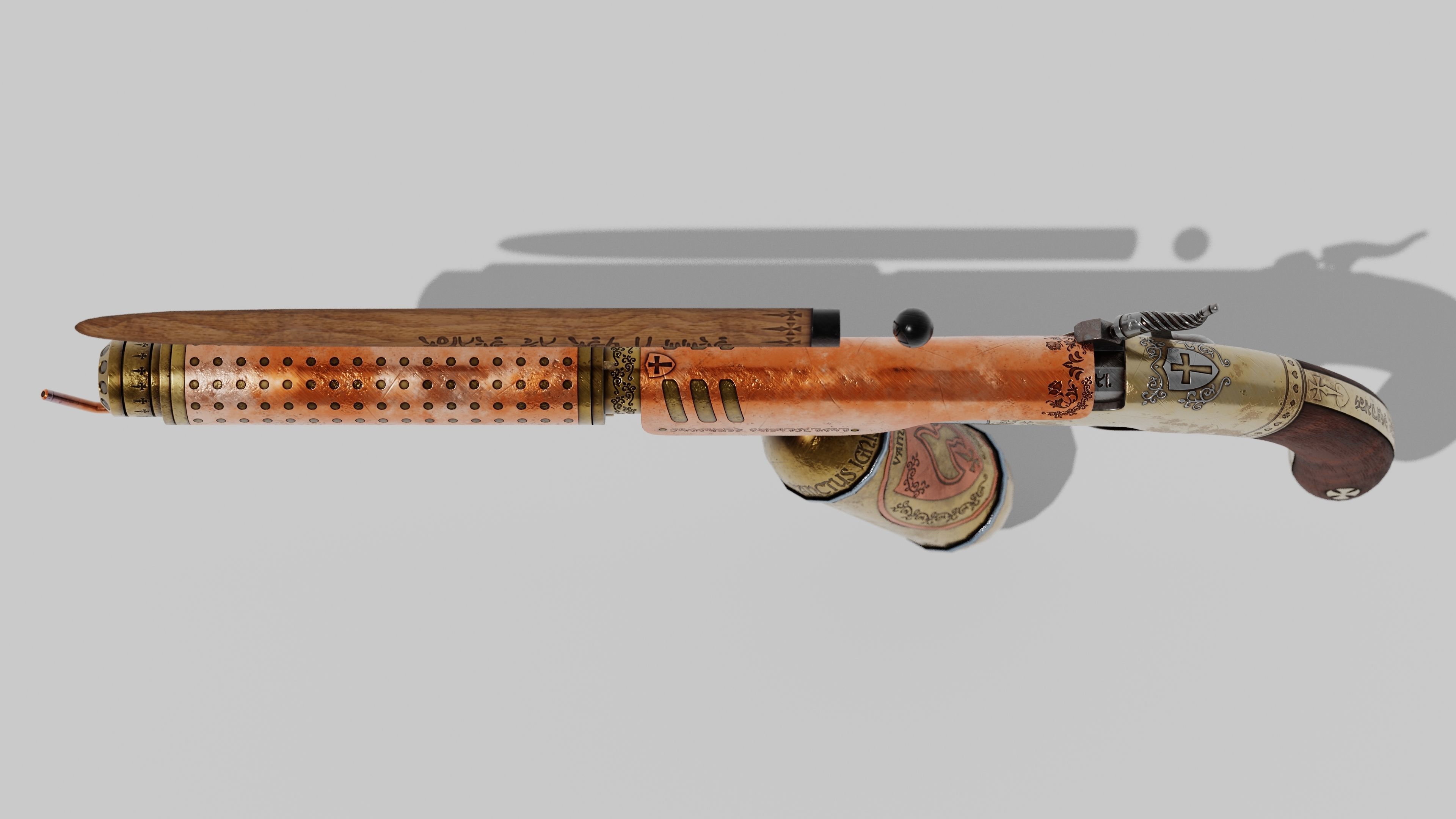 OB 00 02 vampire hunter auxiliary pistol with Flamethrower Low-poly 3D model_14