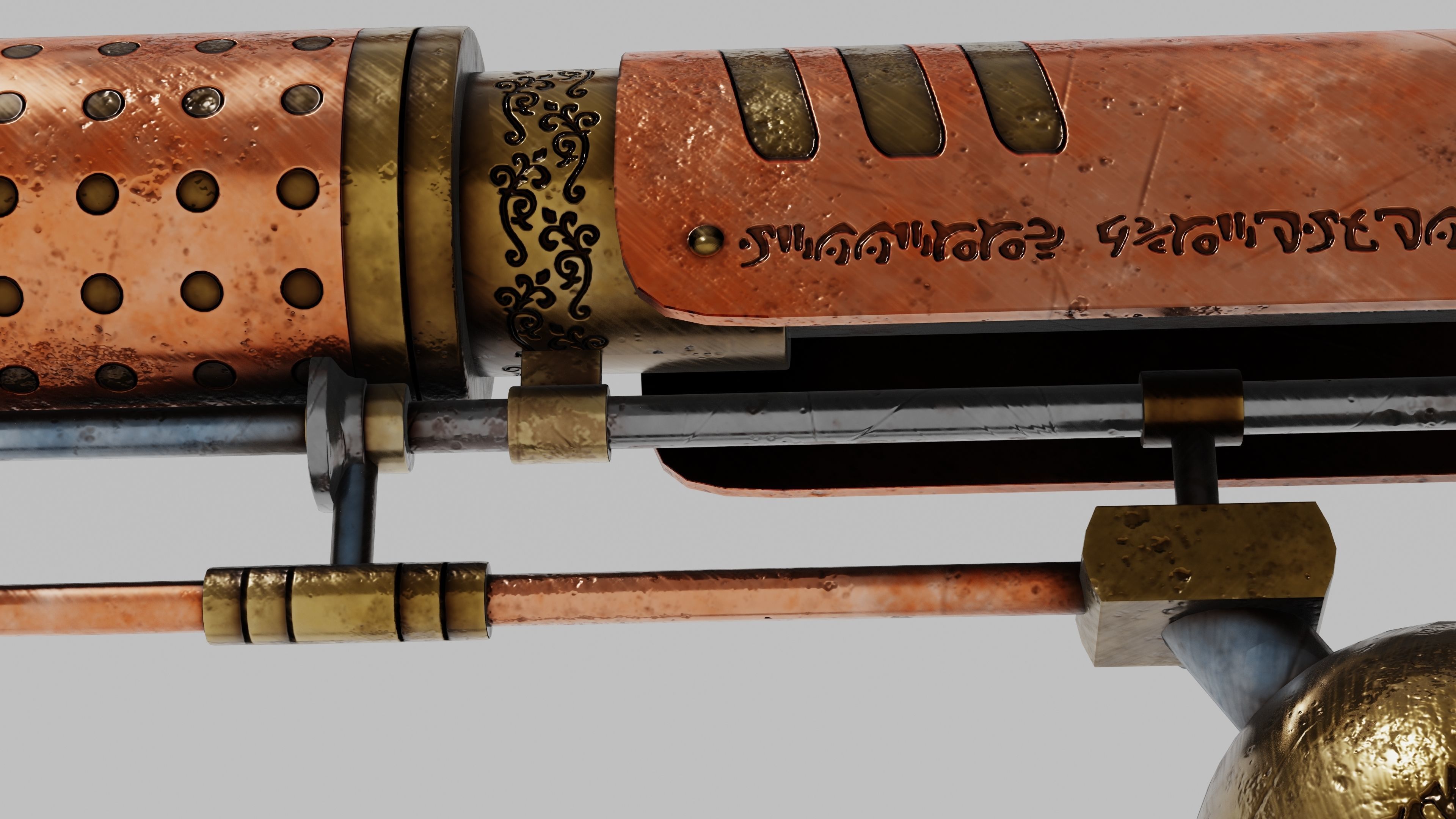 OB 00 02 vampire hunter auxiliary pistol with Flamethrower Low-poly 3D model_11