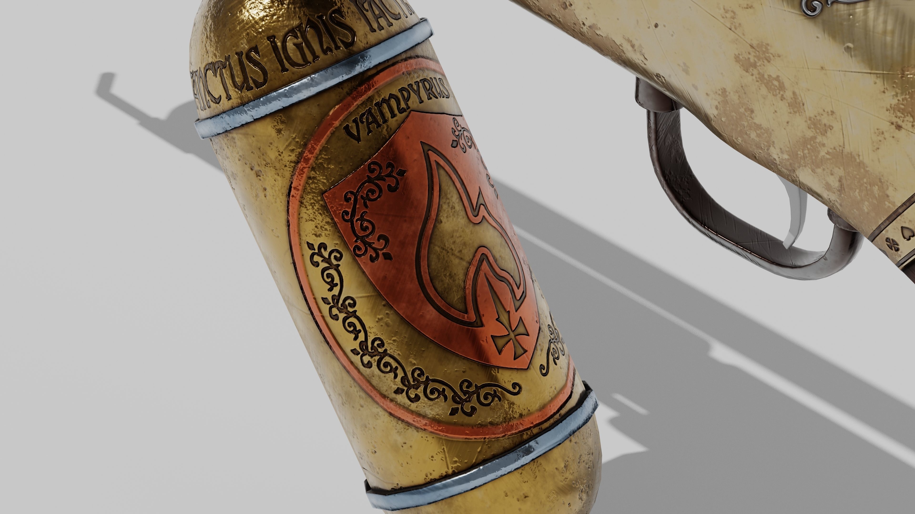 OB 00 02 vampire hunter auxiliary pistol with Flamethrower Low-poly 3D model_13