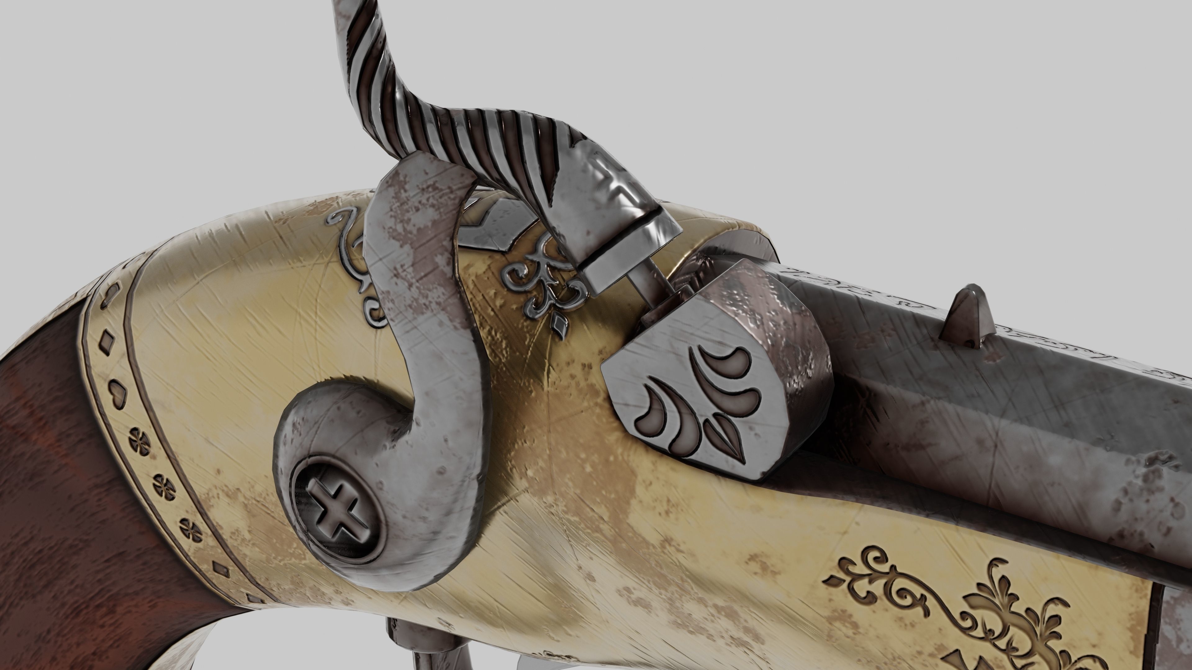 OB 00 02 vampire hunter auxiliary pistol with Flamethrower Low-poly 3D model_9