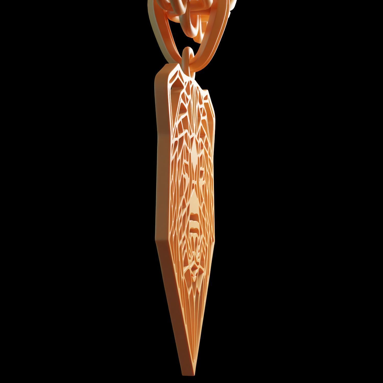 Bear Stylized Wireframe Pendant Amulet Necklace 3D print model_10