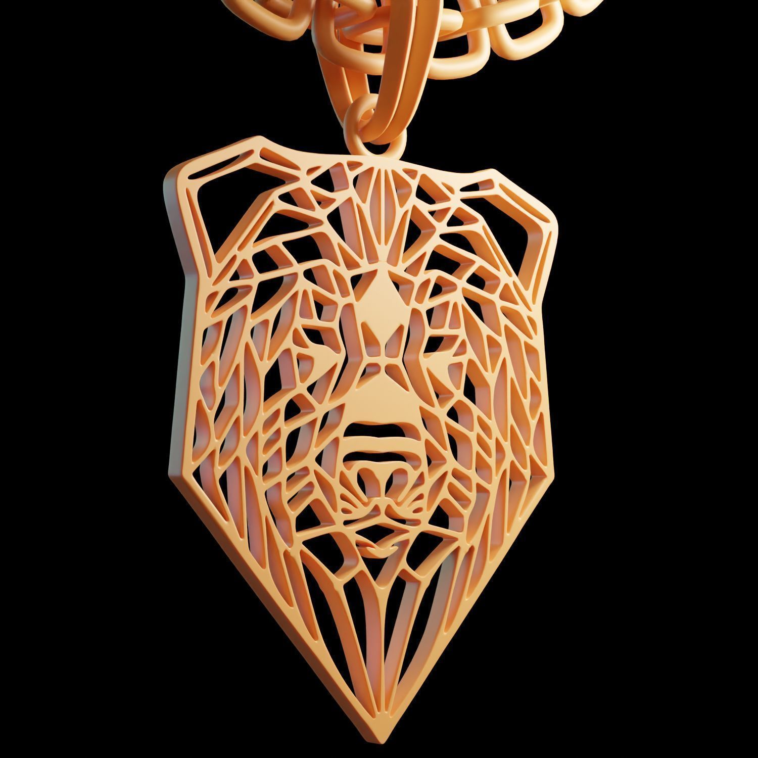 Bear Stylized Wireframe Pendant Amulet Necklace 3D print model_9