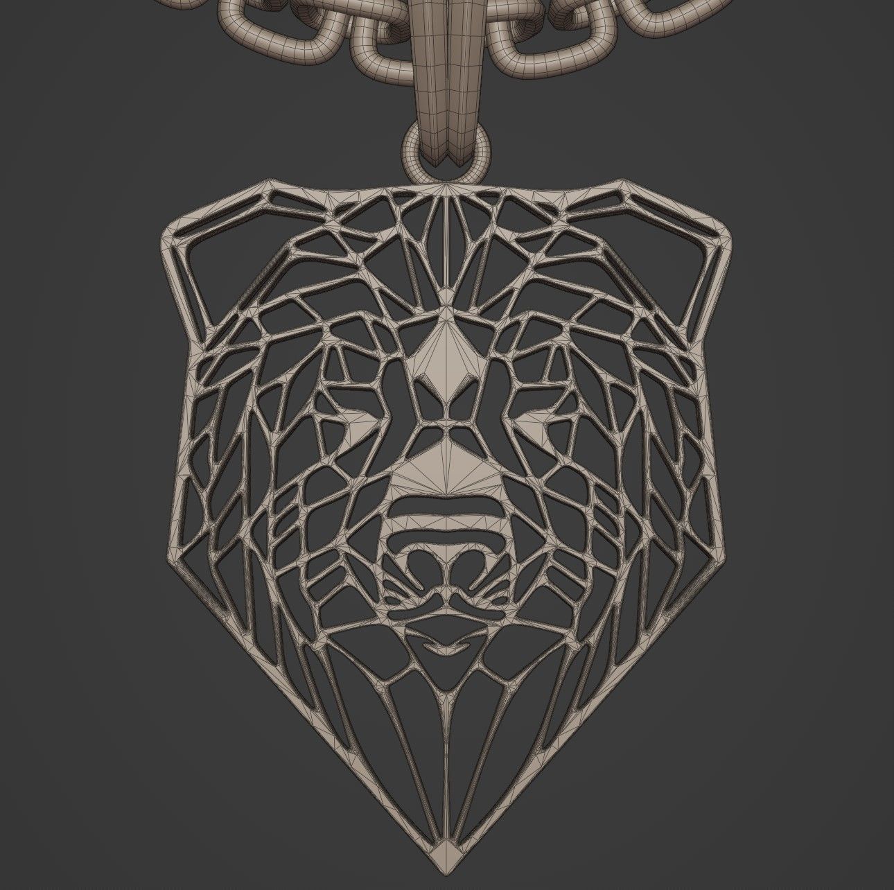 Bear Stylized Wireframe Pendant Amulet Necklace 3D print model_13