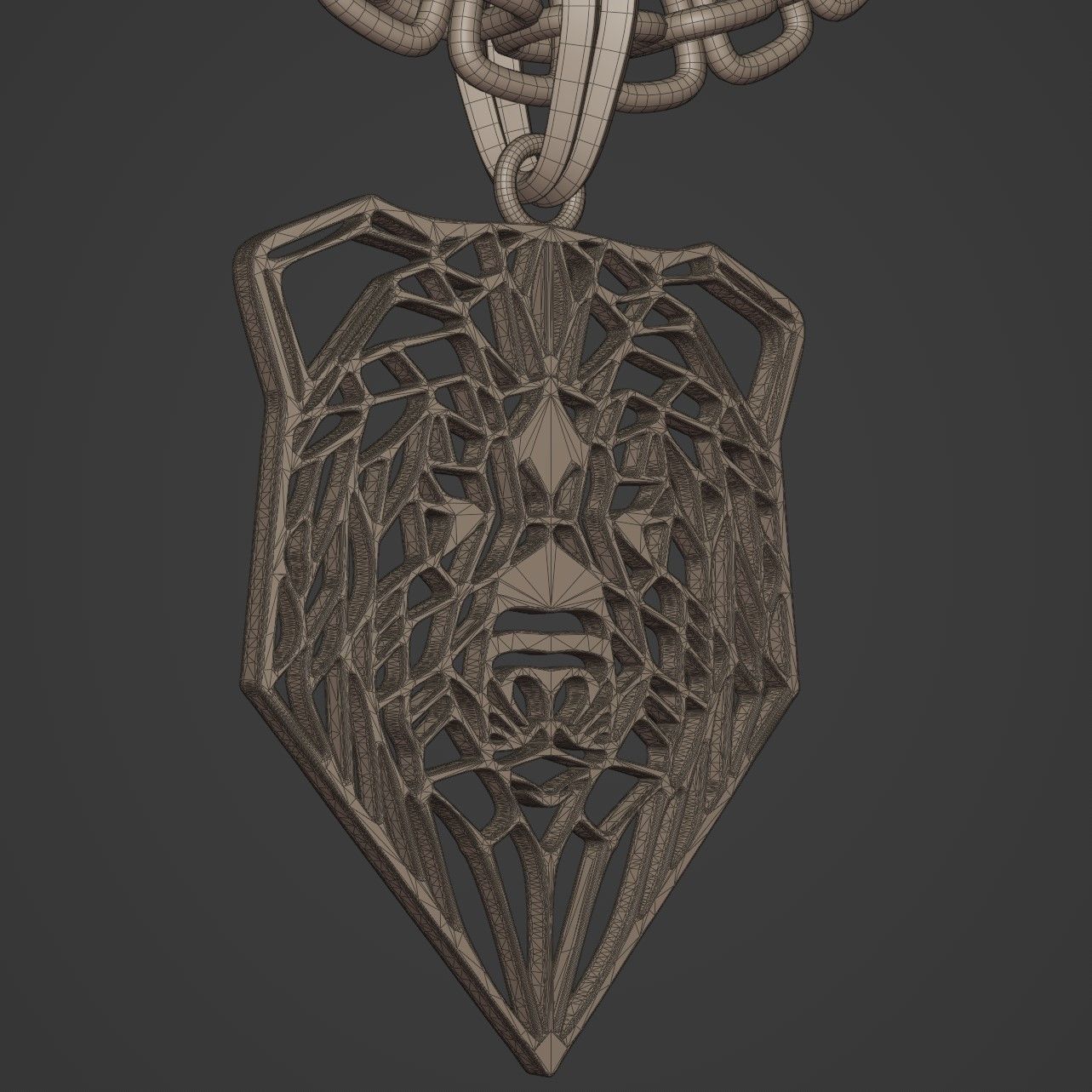 Bear Stylized Wireframe Pendant Amulet Necklace 3D print model_15