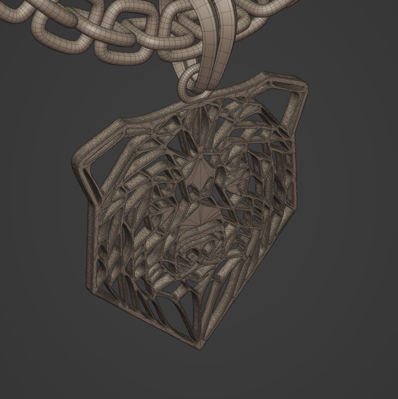 Bear Stylized Wireframe Pendant Amulet Necklace 3D print model_18