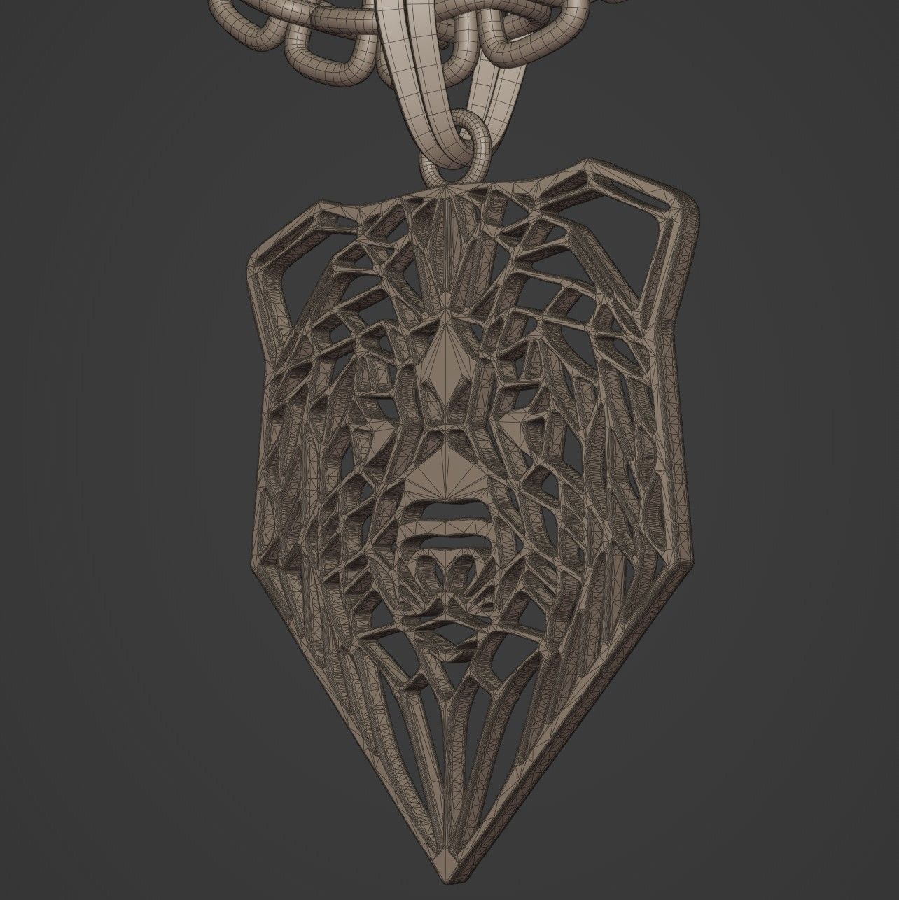 Bear Stylized Wireframe Pendant Amulet Necklace 3D print model_14