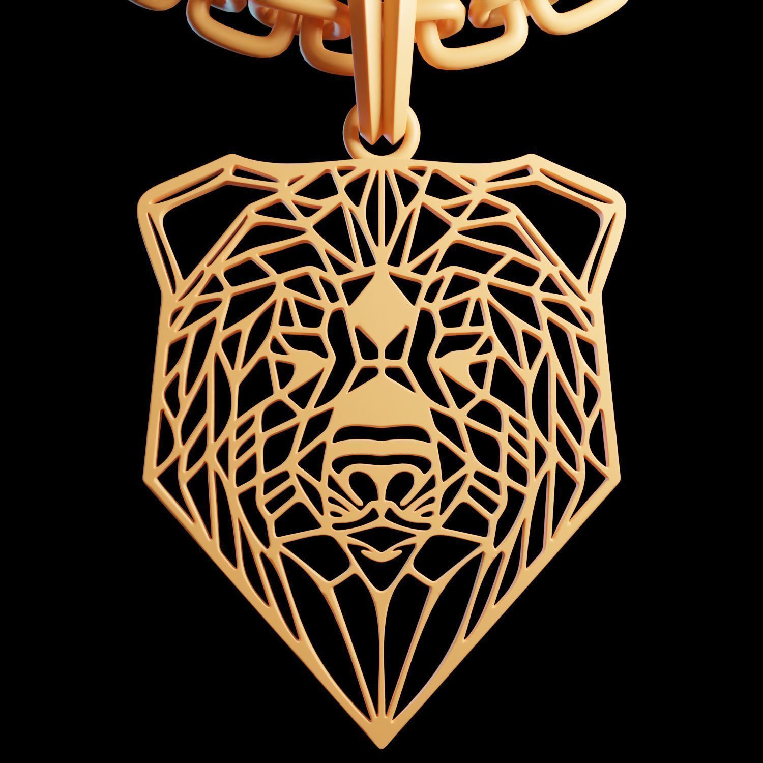 Bear Stylized Wireframe Pendant Amulet Necklace 3D print model_7