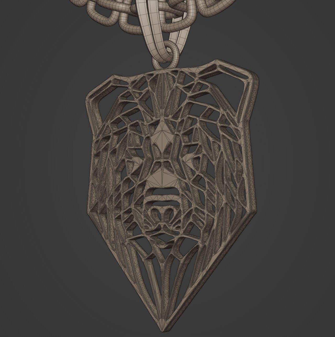 Bear Stylized Wireframe Pendant Amulet Necklace 3D print model_17