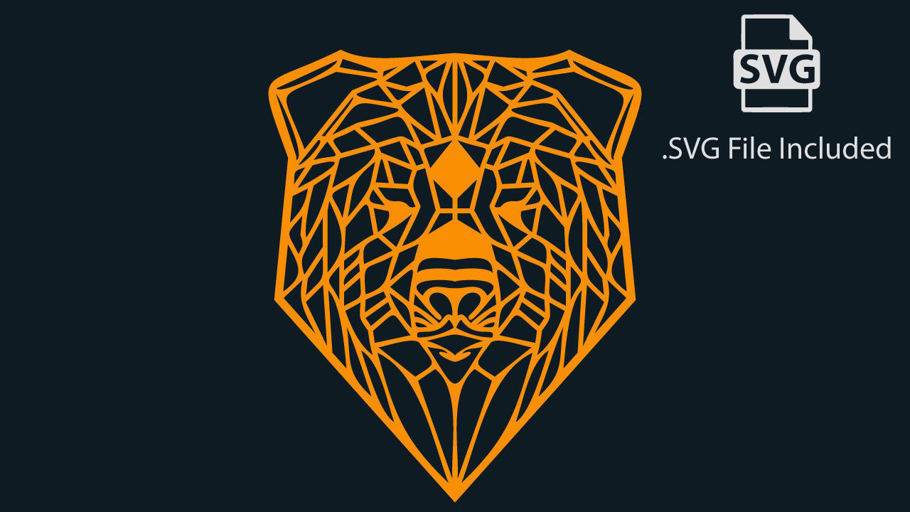 Bear Stylized Wireframe Pendant Amulet Necklace 3D print model_2