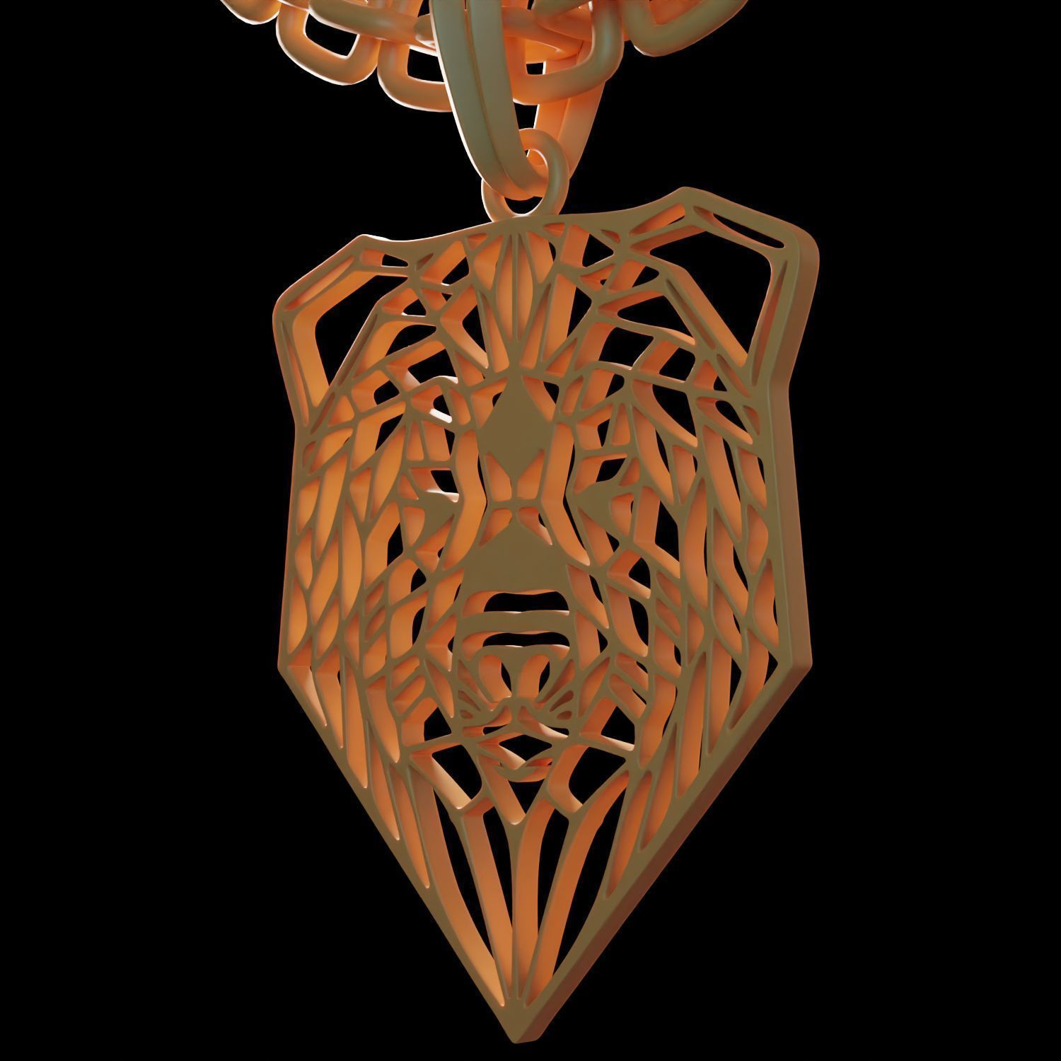 Bear Stylized Wireframe Pendant Amulet Necklace 3D print model_11