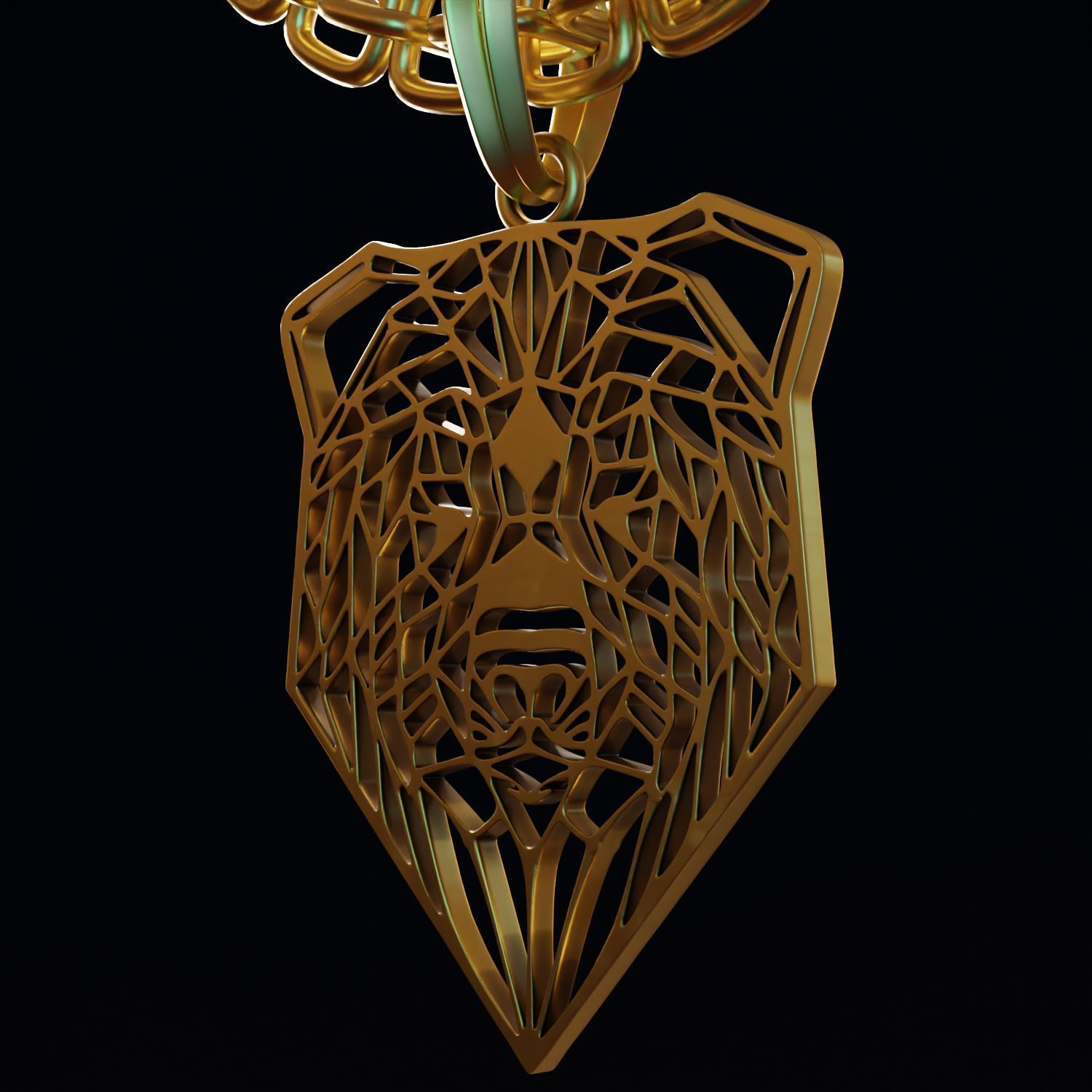 Bear Stylized Wireframe Pendant Amulet Necklace 3D print model_5