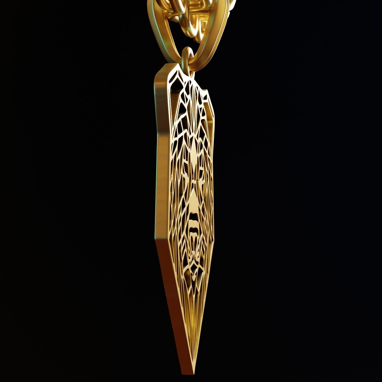Bear Stylized Wireframe Pendant Amulet Necklace 3D print model_4