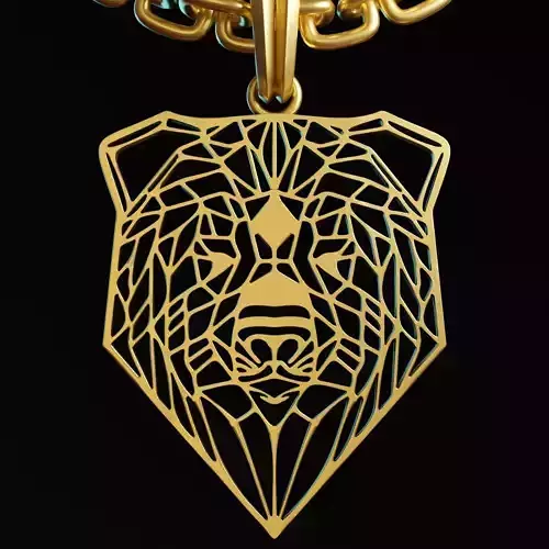 Bear Stylized Wireframe Pendant Amulet Necklace 3D print model