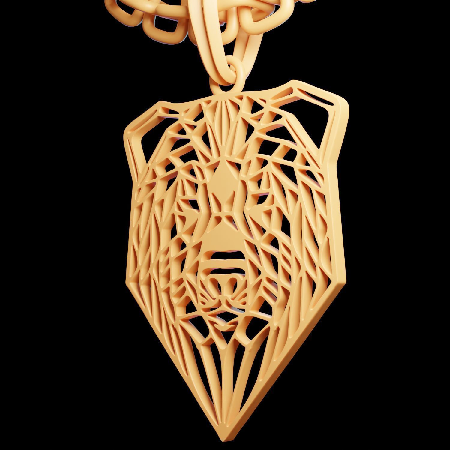 Bear Stylized Wireframe Pendant Amulet Necklace 3D print model_8