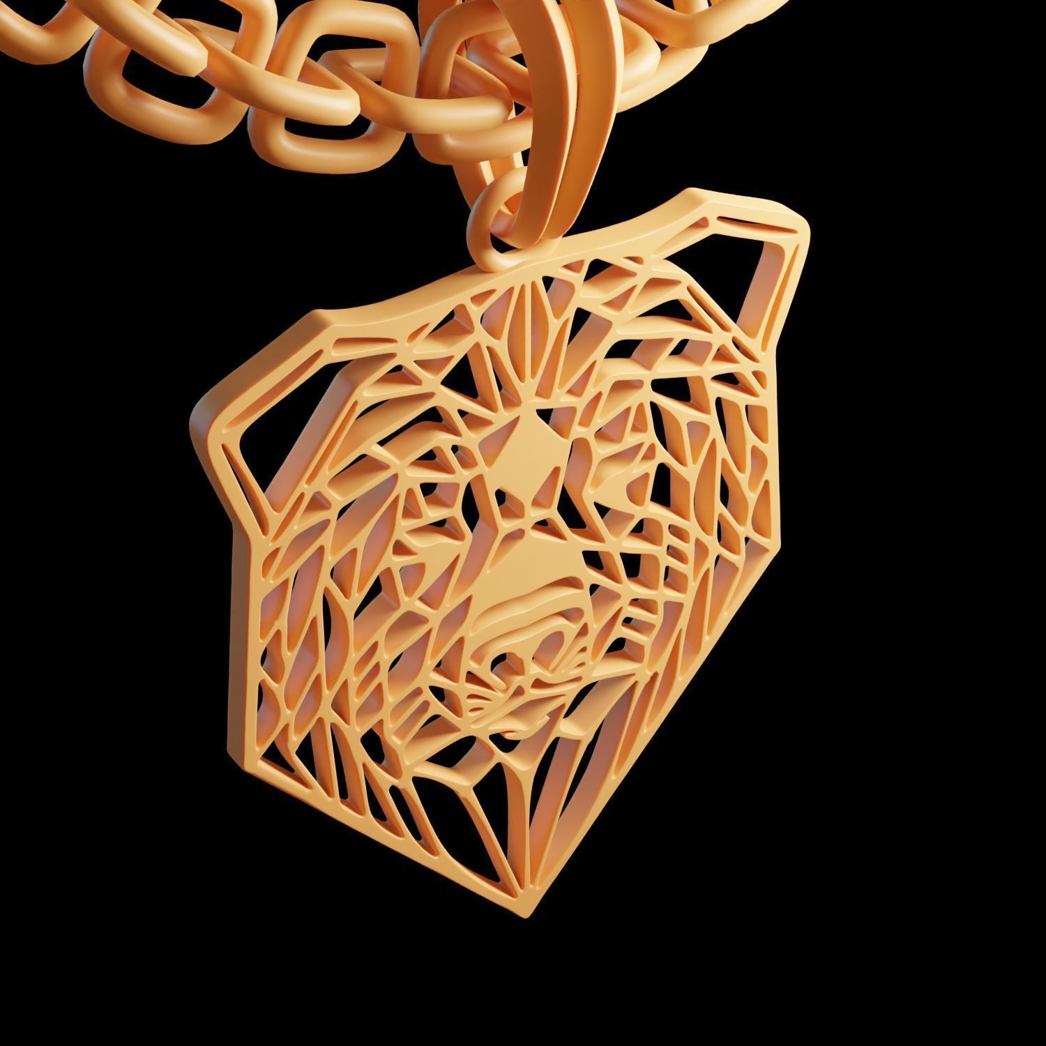 Bear Stylized Wireframe Pendant Amulet Necklace 3D print model_12