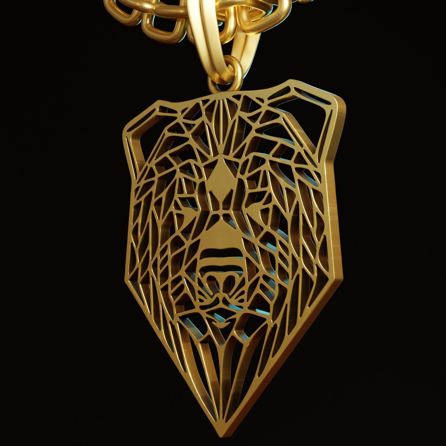Bear Stylized Wireframe Pendant Amulet Necklace 3D print model_3
