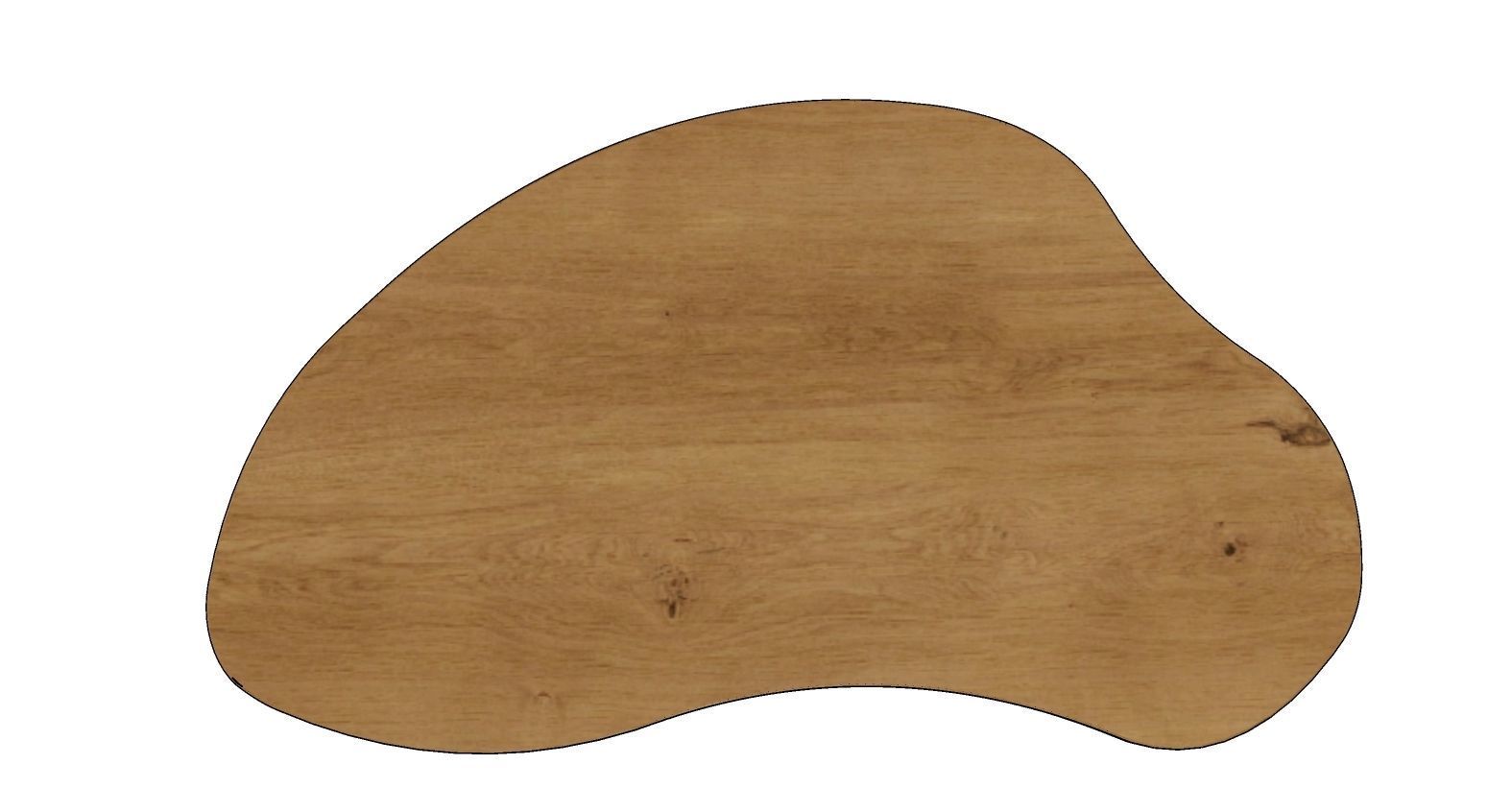 Oval coffee table in solid brown acacia wood 3D model_3