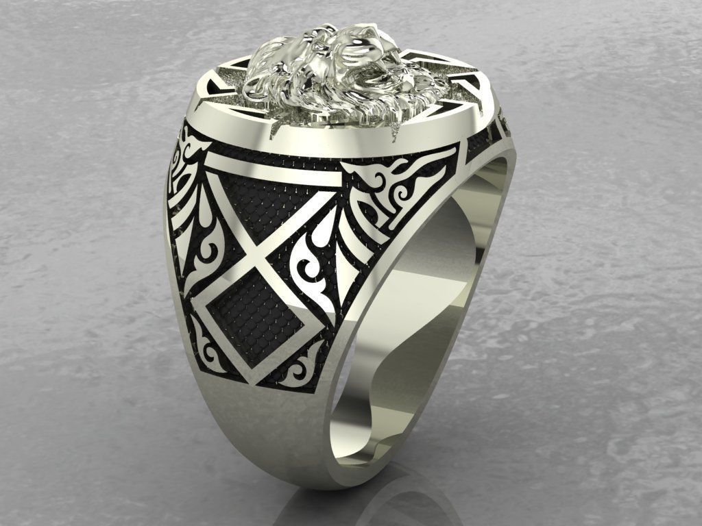 Lion Ring 3D print model_8