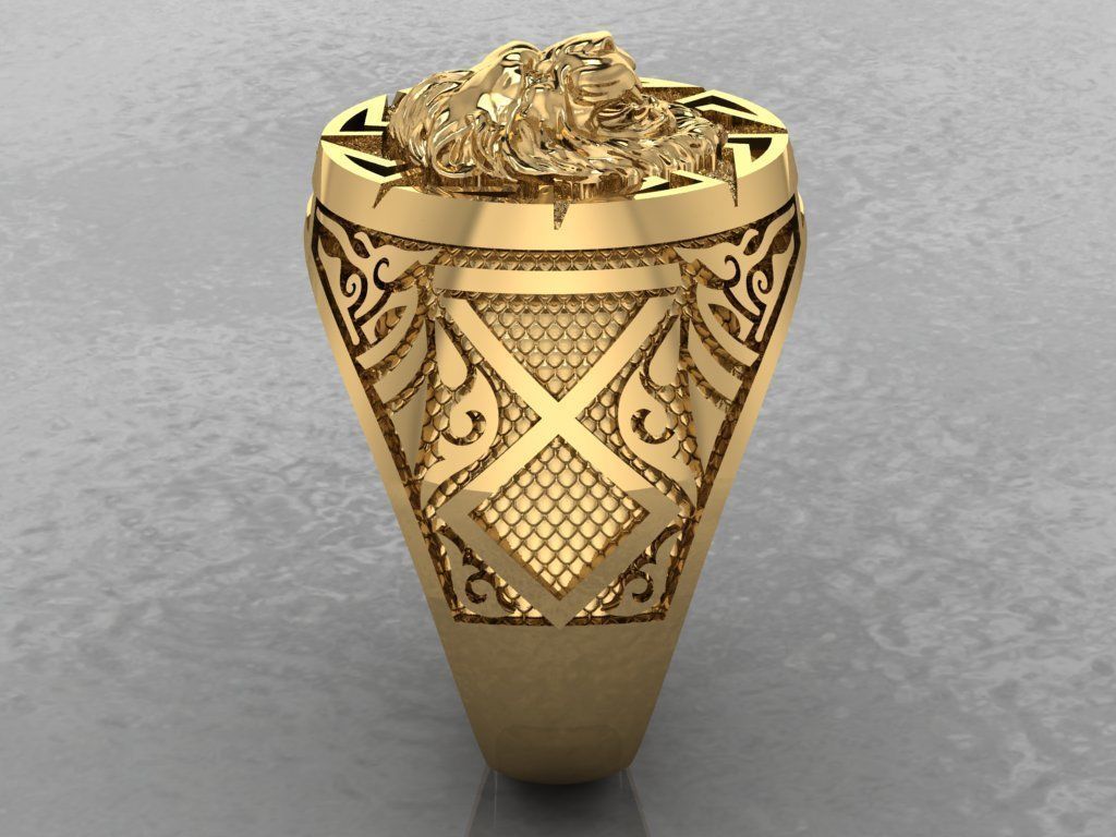 Lion Ring 3D print model_3