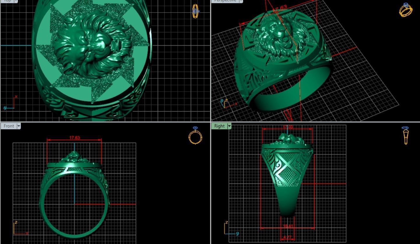 Lion Ring 3D print model_9