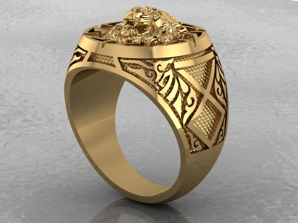 Lion Ring 3D print model_5