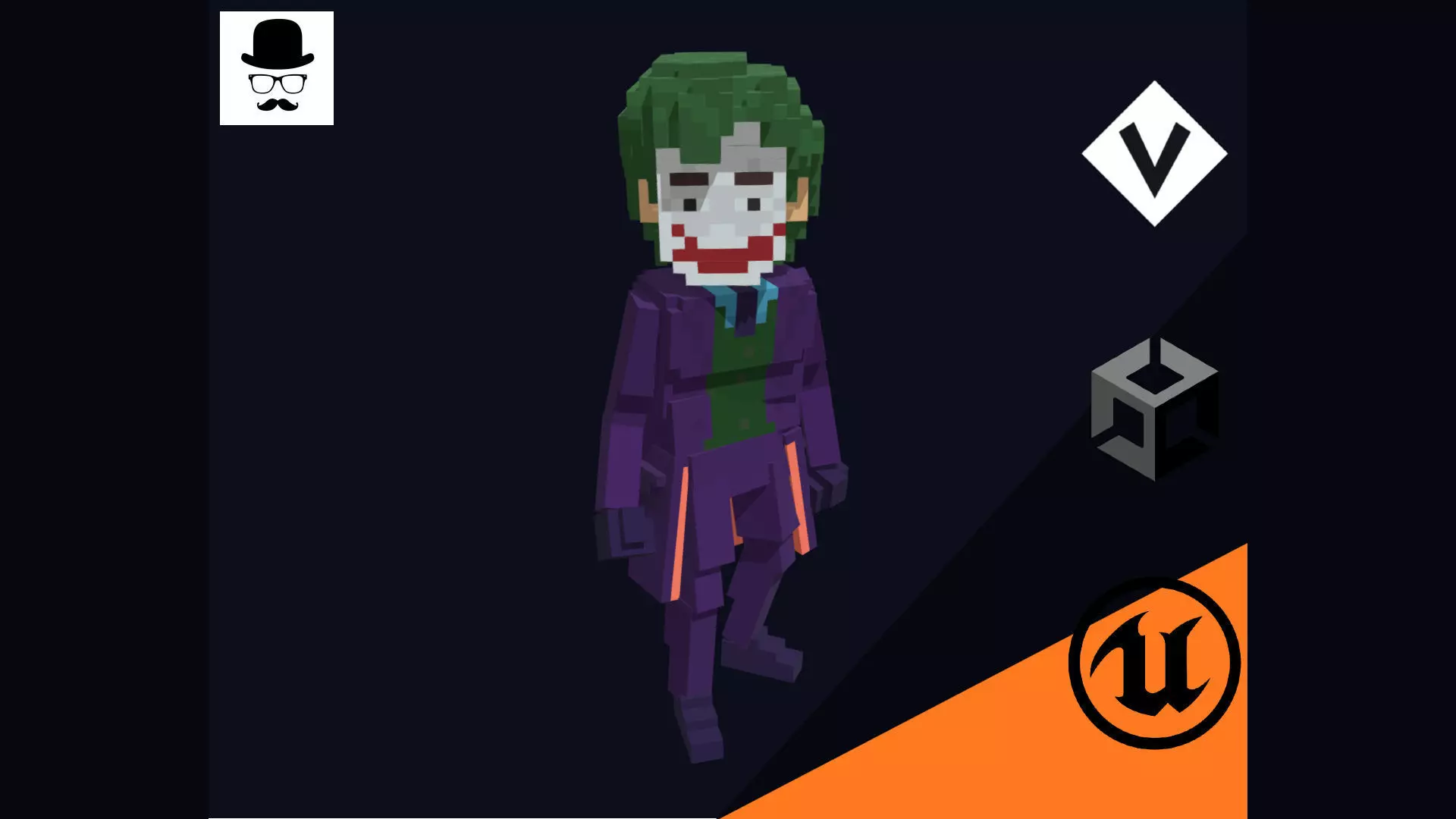 Joker Character - 3D Voxel Model Low-poly 3D model_0