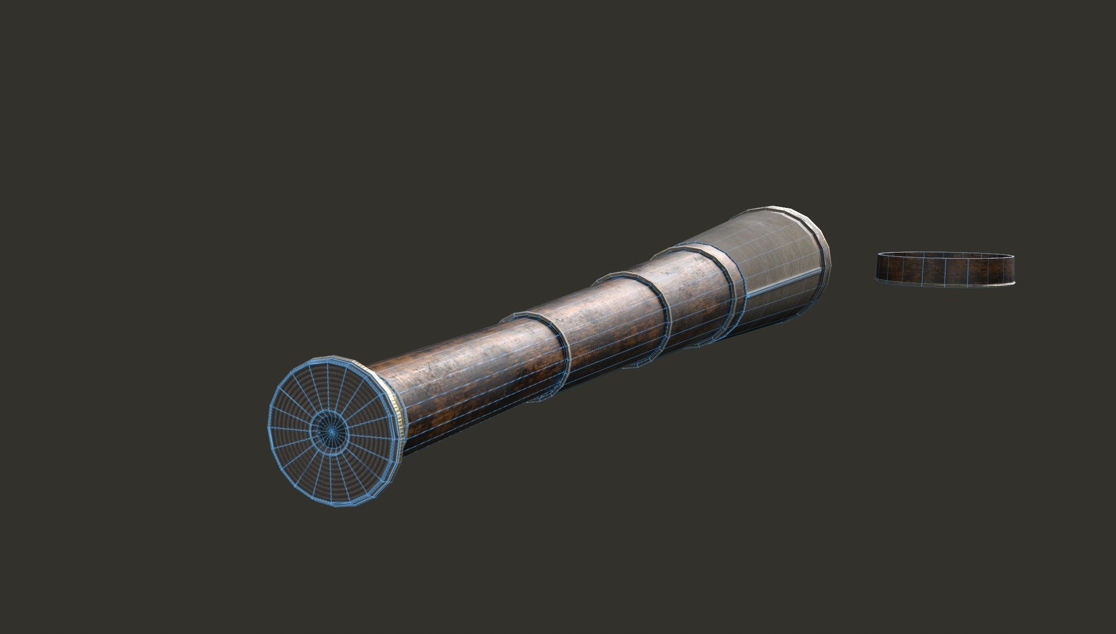Antique Telescope Low-poly 3D model_10