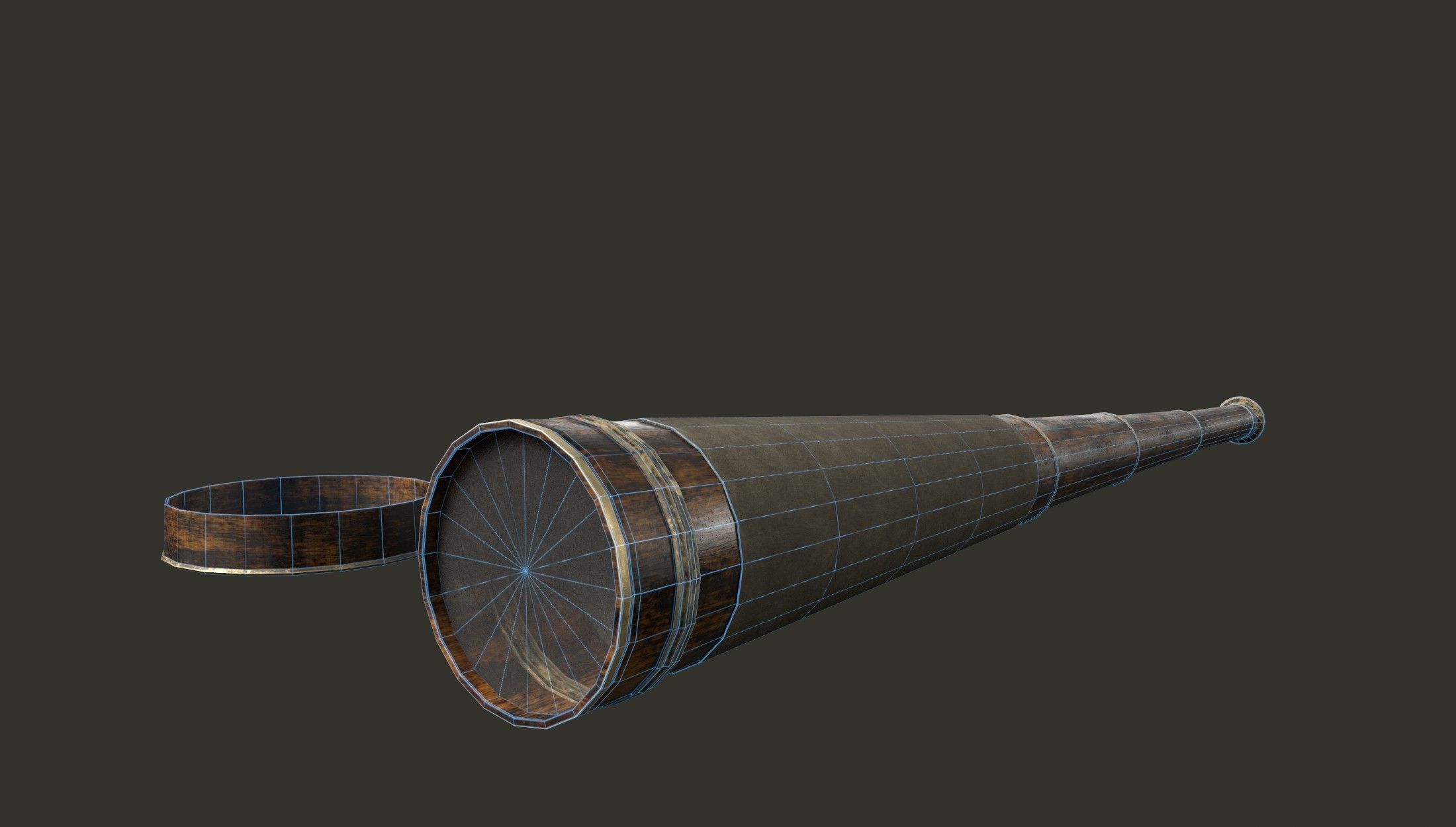 Antique Telescope Low-poly 3D model_9