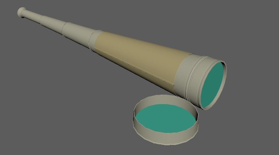 Antique Telescope Low-poly 3D model_11