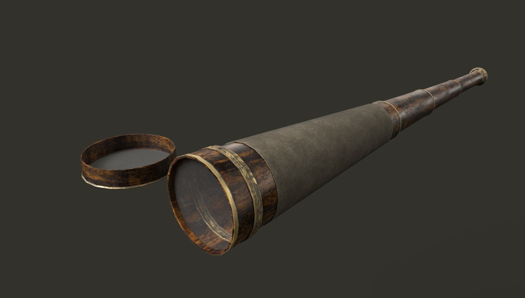 Antique Telescope Low-poly 3D model_1