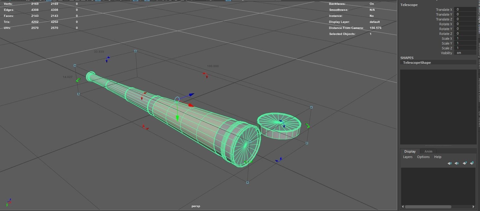 Antique Telescope Low-poly 3D model_7