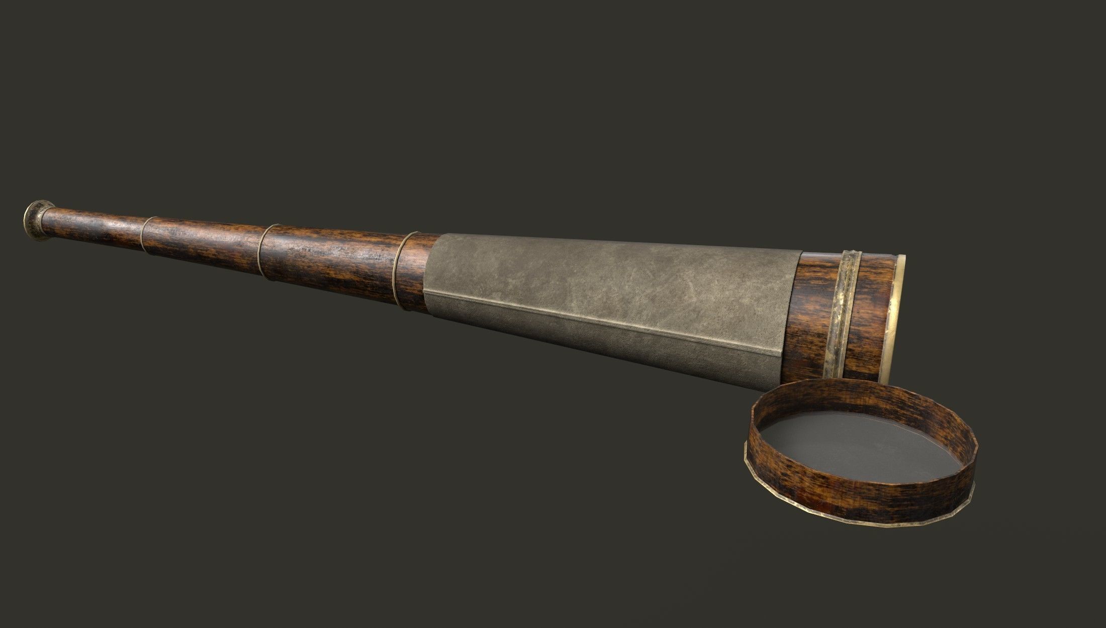 Antique Telescope Low-poly 3D model_2