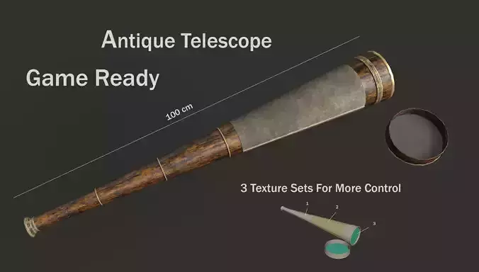 Antique Telescope Low-poly 3D model
