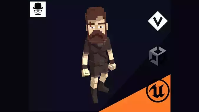 Viking Character - 3D Voxel Model Low-poly 3D model