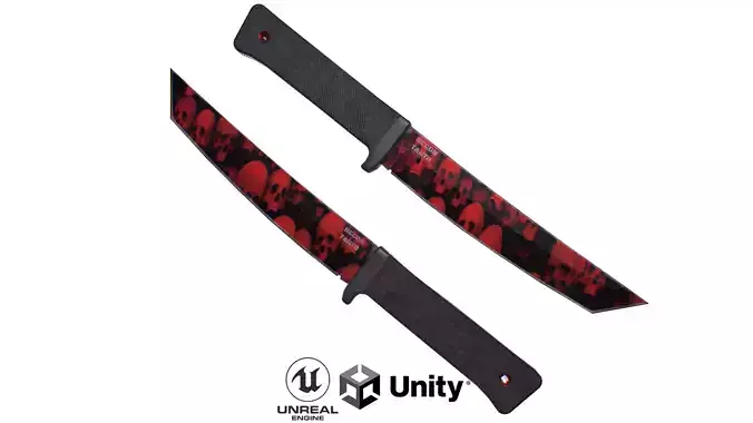 Cold Steel Recon Tanto Red Skull - Knife Low-poly 3D model