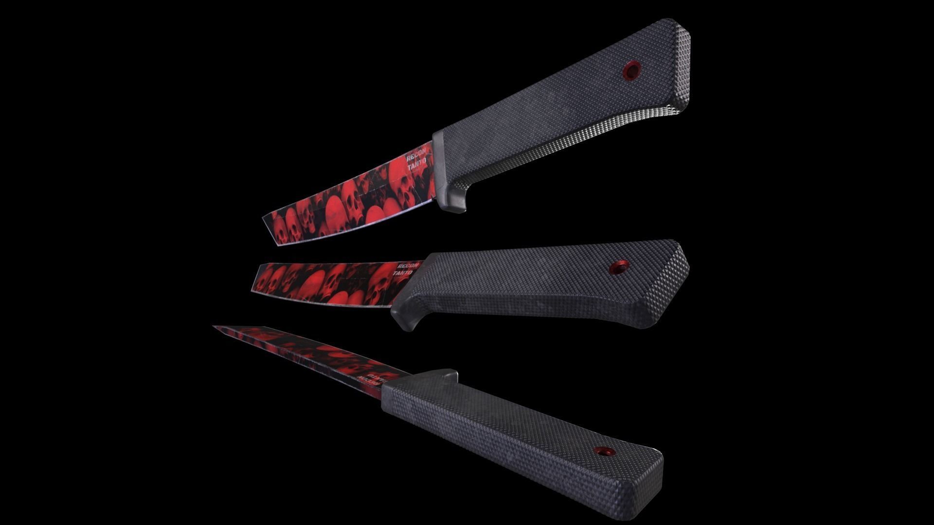 Cold Steel Recon Tanto Red Skull - Knife Low-poly 3D model_2