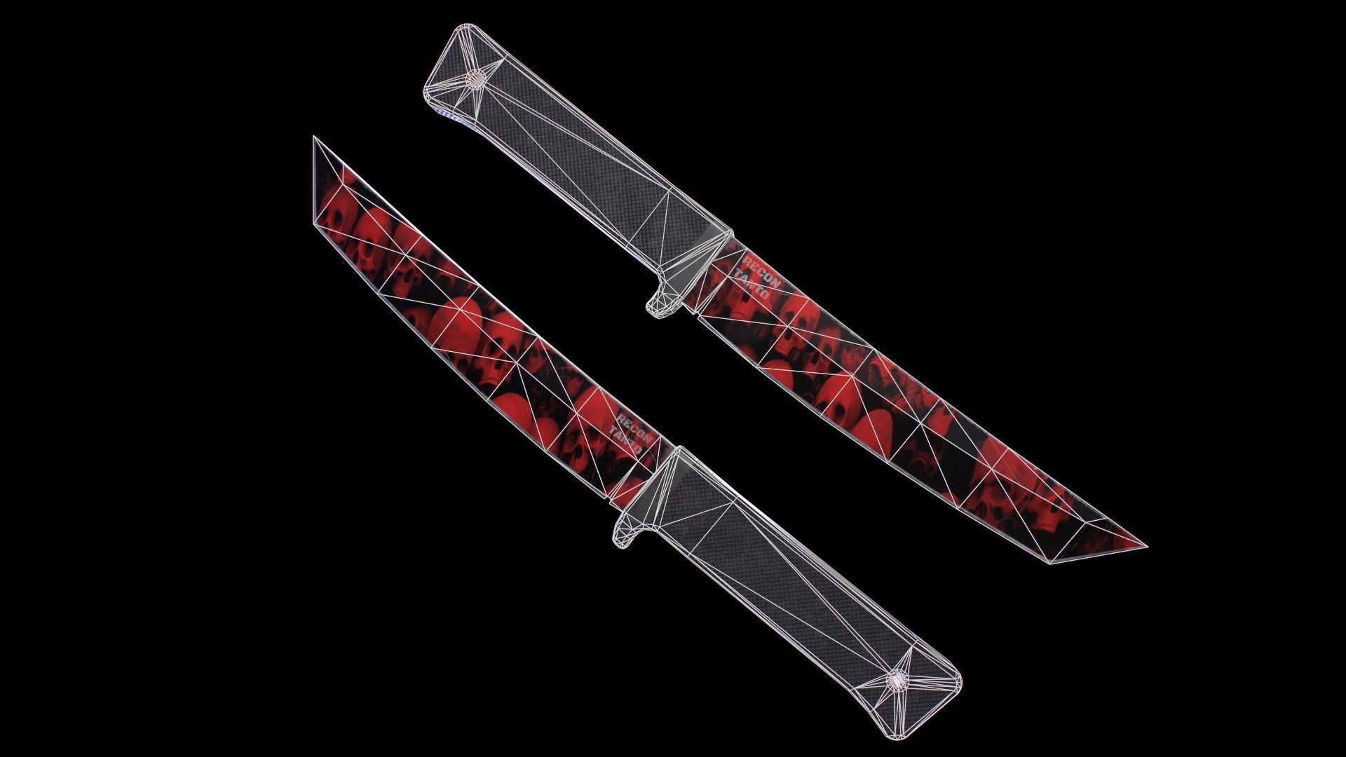 Cold Steel Recon Tanto Red Skull - Knife Low-poly 3D model_4