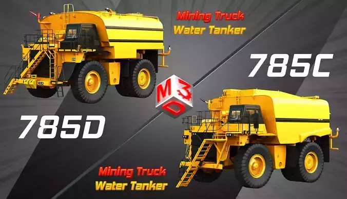 785D - 785C - Water Tanker Mining Trucks 2 in 1 3D Model Collection