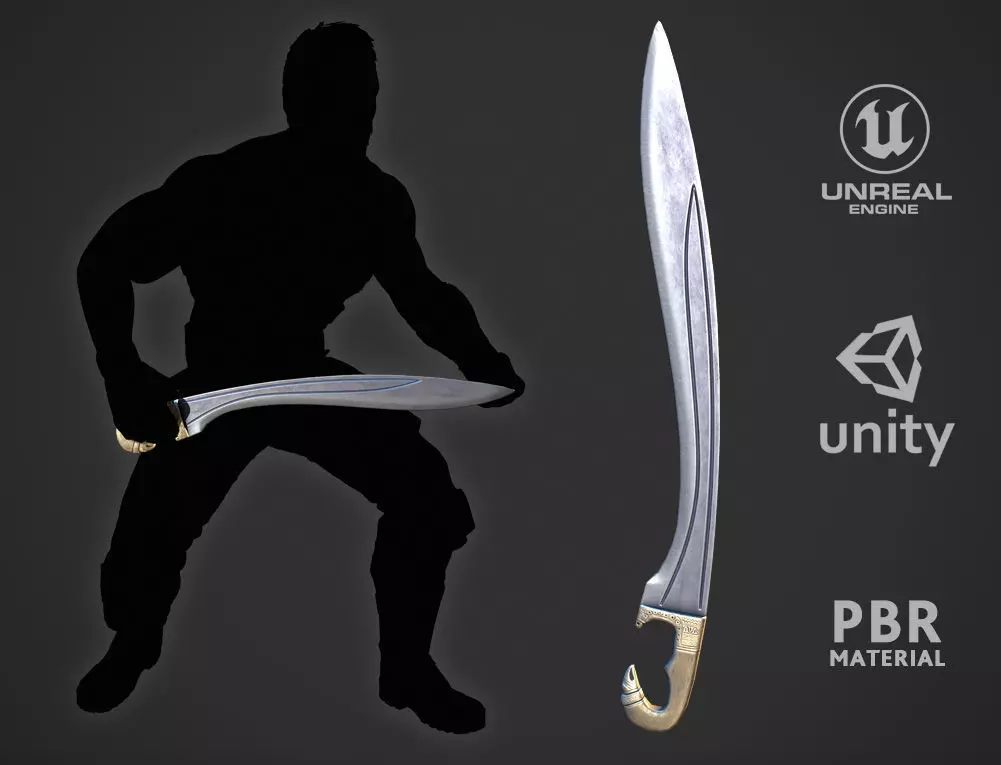 Spanish Falcata Low-poly 3D model_0