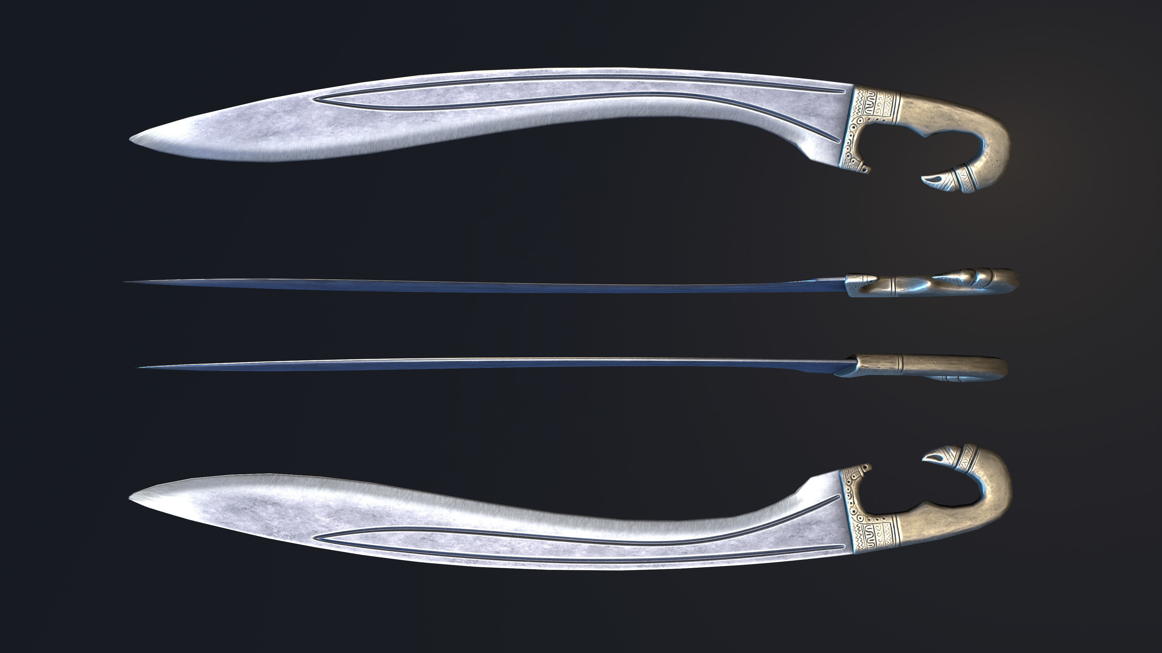 Spanish Falcata Low-poly 3D model_4